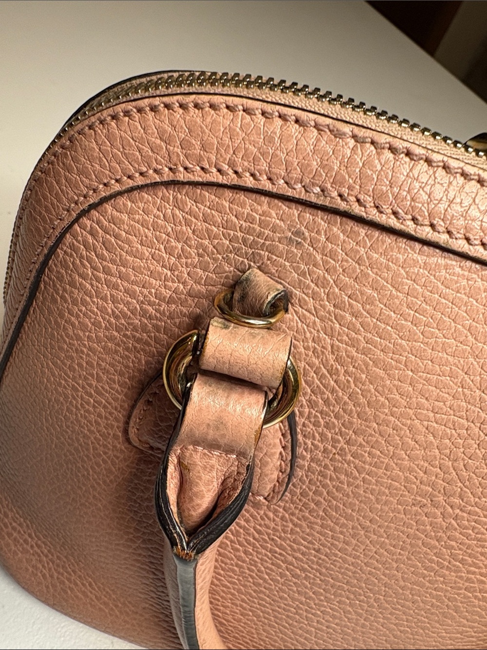 Gucci Blush Pink Leather GG Charm Dome Satchel with Strap & COA - Picture 9 of 16